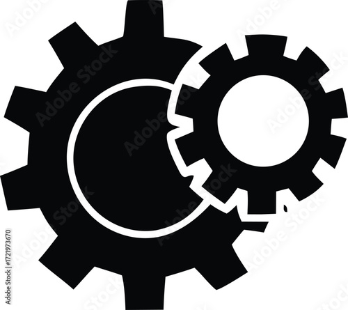 Interlocking gears symbol icon representing mechanical engineering industry and machine power automation technology systems