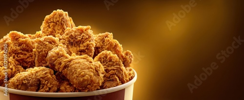 Wallpaper Mural The fried chicken bucket overflowing with crispy golden pieces on a warm backdrop Torontodigital.ca