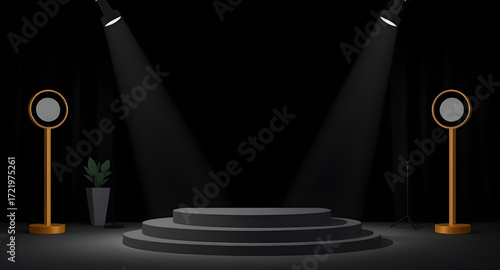 elegant podium, 3D podium, exhibition podium, black podium stand, podium for awards, product display podium, fashion show podium, luxury podium, modern podium, glossy black podium, matte black podium,