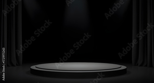 minimalist podium, elegant podium, 3D podium, exhibition podium, black podium stand, podium for awards, product display podium, fashion show podium, luxury podium, modern podium, glossy black podium, 