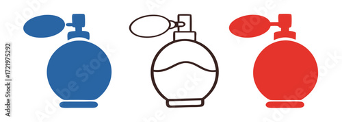 Perfume silhouette icon set. fragrance, bottle variety, scent symbols collection 

