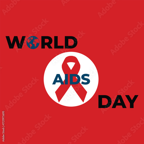 World aids day red ribbon awareness campaign graphic