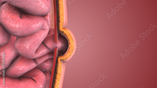 Fotografie 3D Medical Concept of Abdominal Hernia Development