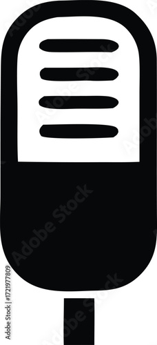 Classic retro microphone icon symbol simple bold graphic for audio recording podcasting broadcasting and singing modern design element