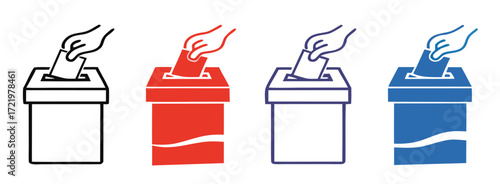 Hand voting ballot box icon set. voting sign. for mobile concept and web design. vector illustration 