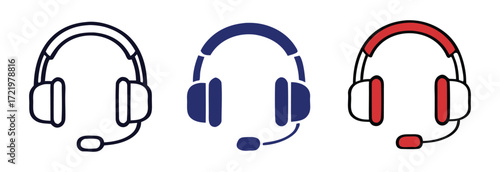 Customer service icon. Contact support agent button. Headset with speech bubble vector illustration. Call center operator symbol. . Earphones with microphone speech bubble. 