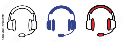Customer service icon. Contact support agent button. Headset with speech bubble vector illustration. Call center operator symbol. . Earphones with microphone speech bubble. 