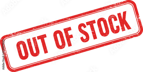 Red out of stock stamp graphic symbol for retail and inventory management isolated on transparent background