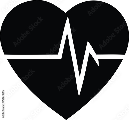 Black heartbeat ekg icon representing life health and vitality with a clean simple design for medical graphics