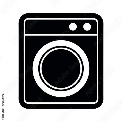Minimal Flat Washing Machine Square Vector Illustration