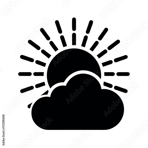 Minimal Flat Partly Cloudy Weather Vector Illustration