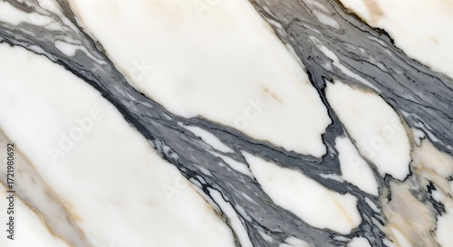Abstract close up of white marble with dramatic gray and black veining