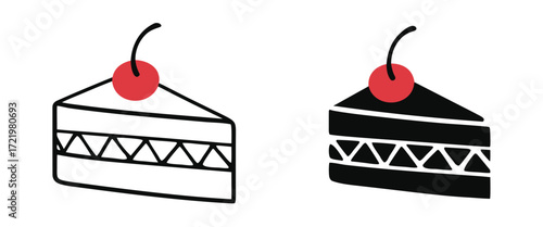 Check this handy glyph style icon of cake slice with cherry topping 