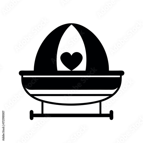 Minimal Glyph Baby Bassinet Cradle with Canopy Vector Illustration