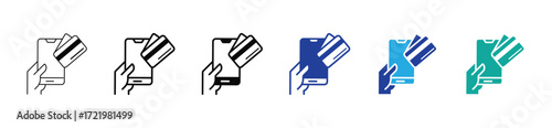 Mobile payment concept. Hand holding smartphone showing pay button with credit card.