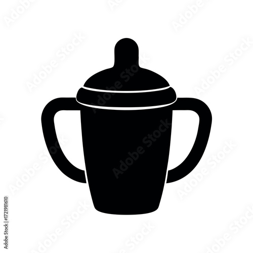 Minimal Glyph Baby Sippy Cup with Dual Handles Vector Illustration