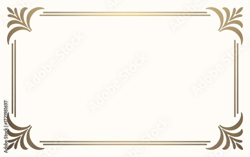 Elegant ornate rectangle frame decorative border with corner flourishes vintage style design element