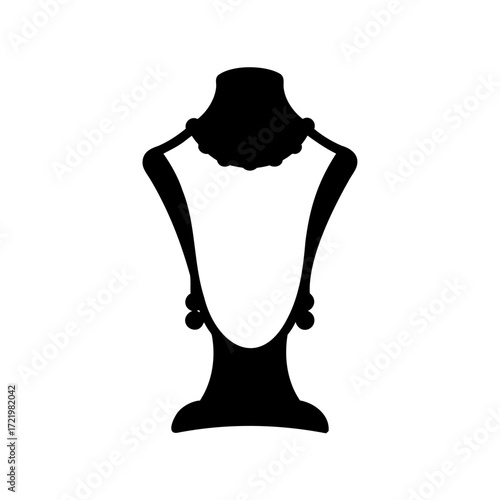 Black Silhouette of a Jewelry Display Mannequin Stand for Necklaces and Earrings