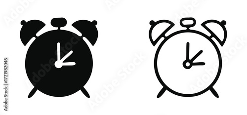 Simple illustration of a black alarm clock icon 
