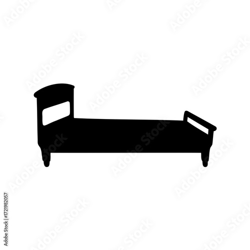 A Black Silhouette of a Bed with Headboard and Footboard Design