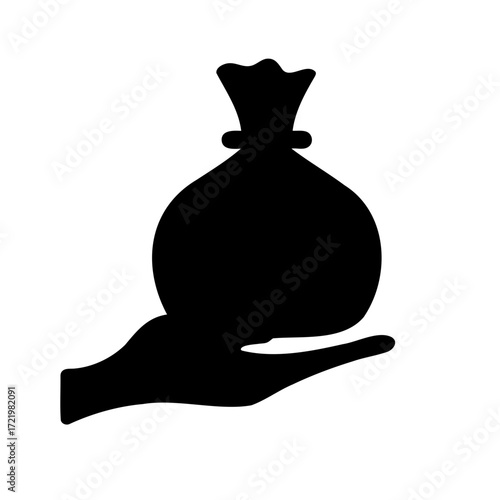 A generous offering showing a hand giving a bag full of wealth