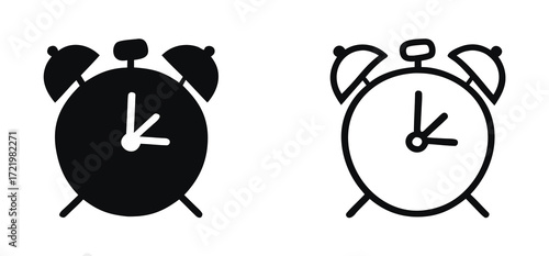 Simple illustration of a black alarm clock icon 
