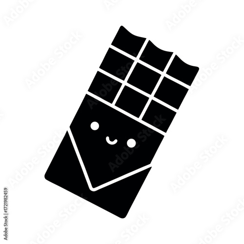Minimal Glyph Chocolate Bar with Segments Vector Illustration