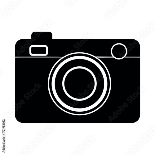 Minimal Glyph Digital Camera with Display Screen Vector Illustration