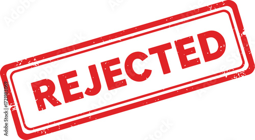 Red rejected stamp graphic design element conveying disapproval and denial isolated on transparent background