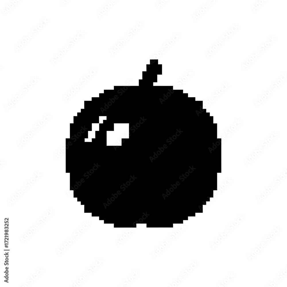 Fototapeta premium Black Pixel Art Apricot Icon