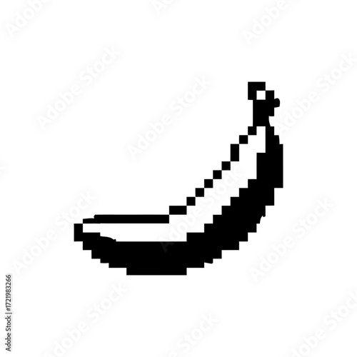 Black Pixel Art Banana Icon