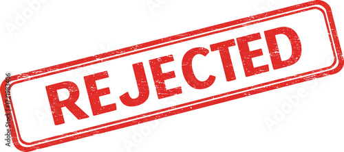 Red rejected stamp symbol clearly indicating denial and disapproval for official use isolated on transparent background