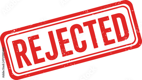 Rejected stamp graphic for document approval status declared invalid or denied officially isolated on transparent background