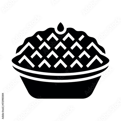 Minimal Glyph Pie with Crust Detail and Decoration Vector Illustration