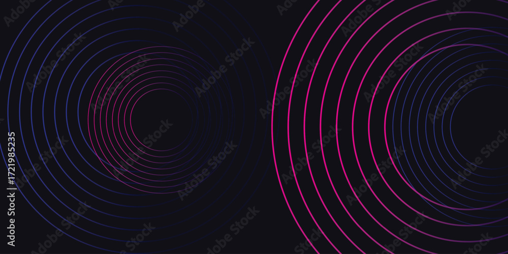 Fototapeta premium Dark abstract background with glowing wave. Shiny moving lines design element. Modern purple blue gradient flowing wave lines. Futuristic