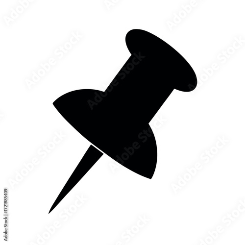 Minimal Glyph Push Pin Thumbtack Tilted Vector Illustration