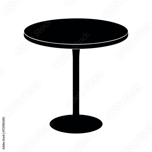 Minimal Glyph Round Table with Single Pedestal Base Vector Illustration