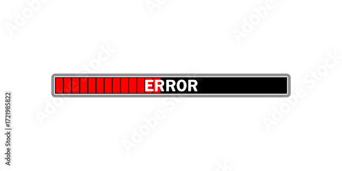 Error icon. Digital display shows an error message with red indicator bars representing a failure. Vector illustration