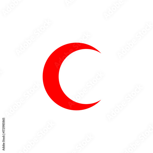 Red crescent symbol representing humanitarian aid and support during crises worldwide. Vector illustration