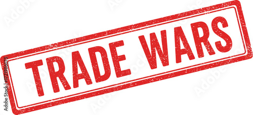 Red stamp graphic declaring trade wars for economic and political concepts isolated on transparent background