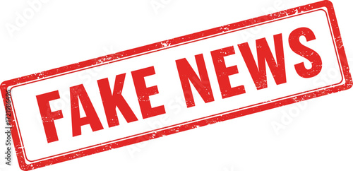 Bold red fake news stamp symbol clearly communicates misinformation and deception alert isolated on transparent background