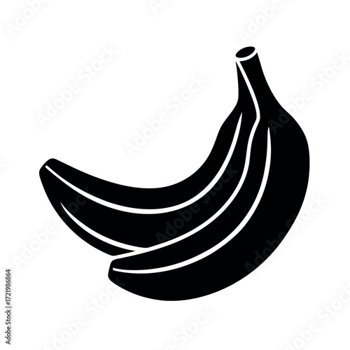 Minimal Glyph Two Bananas in Peels Vector Illustration
