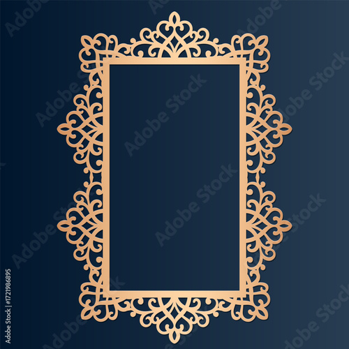 Traditional picture frame with laser cut ornamental pattern for decorations
