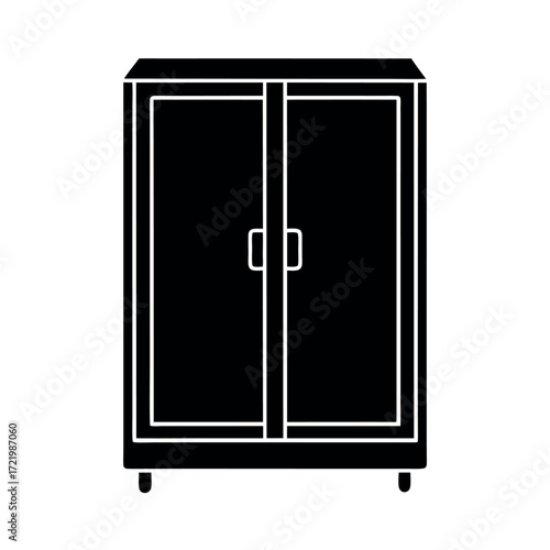 Minimal Glyph Wardrobe Closet with Two Doors Vector Illustration