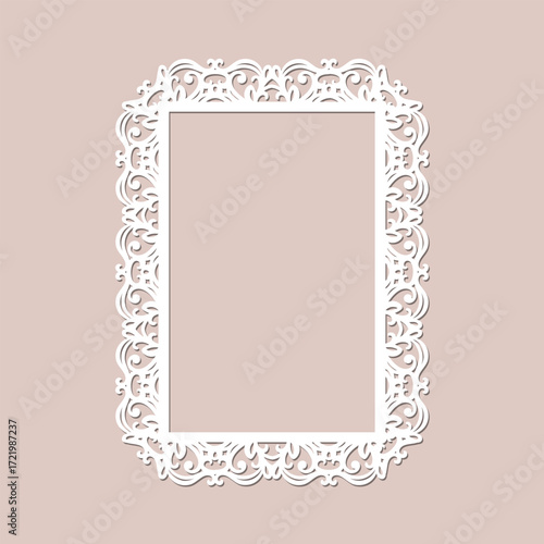 Traditional rectangular decorative frame with intricate laser cut pattern