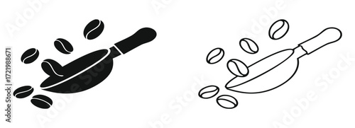 coffee beans scoop design silhouette vector illustration 
