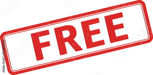 Red stamp graphic with the word free displayed prominently centered isolated on transparent background