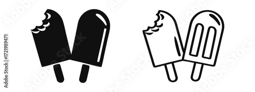 Trendy glyph style icon showing cold popsicle treat 
