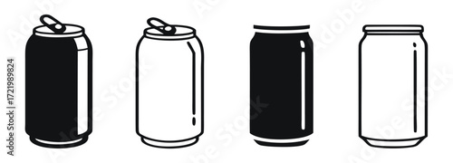 
Soda can icon vector illustration black line.. Beverage, sign and symbol soda and juice silhouette. 
