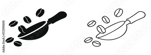 coffee beans scoop design silhouette vector illustration 
